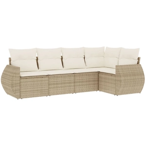 vidaXL Salon de jardin avec coussins 5 pcs beige résine tressée pas cher