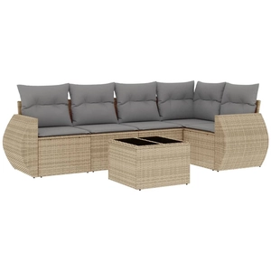 vidaXL Salon de jardin avec coussins 5 pcs beige résine tressée pas cher