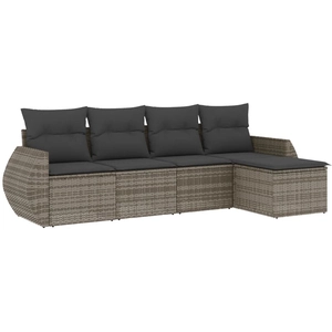 vidaXL Salon de jardin 6 pcs avec coussins gris résine tressée pas cher