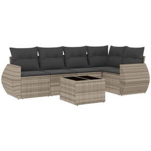 vidaXL Salon de jardin 6 pcs avec coussins gris clair résine tressée pas cher