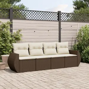 vidaXL - 4-delige - Loungeset - met - kussens - poly - rattan - bruin pas cher