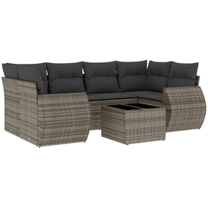 vidaXL Salon de jardin avec coussins 7 pcs gris résine tressée pas cher