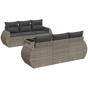 vidaXL Salon de jardin avec coussins 7 pcs gris résine tressée pas cher