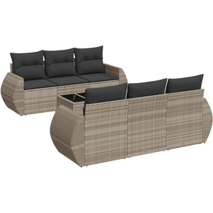 vidaXL Salon de jardin avec coussins 7 pcs gris clair résine tressée pas cher