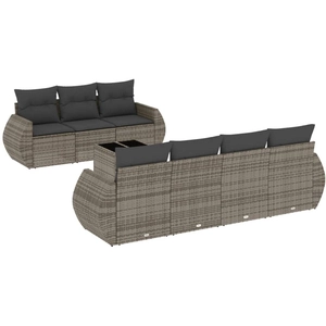 vidaXL Salon de jardin 8 pcs avec coussins gris résine tressée pas cher