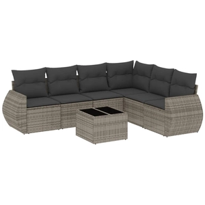 vidaXL Salon de jardin 6 pcs avec coussins gris résine tressée pas cher