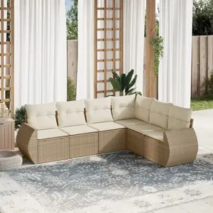 vidaXL Salon de jardin avec coussins 6 pcs beige résine tressée pas cher