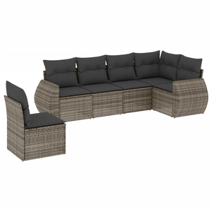 vidaXL Salon de jardin 6 pcs avec coussins gris résine tressée pas cher