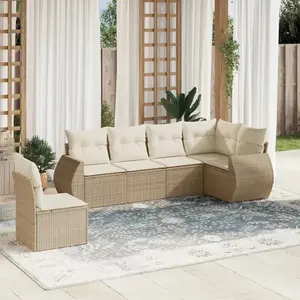 vidaXL Salon de jardin avec coussins 6 pcs beige résine tressée pas cher