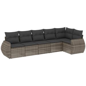 vidaXL Salon de jardin avec coussins 7 pcs gris résine tressée pas cher