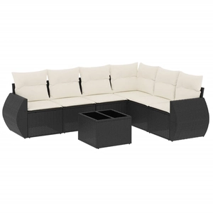 vidaXL Salon de jardin 6 pcs avec coussins noir résine tressée pas cher