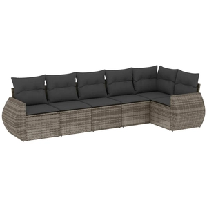 vidaXL Salon de jardin 6 pcs avec coussins gris résine tressée pas cher