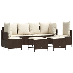 vidaXL Salon de jardin avec coussins 5 pcs marron résine tressée pas cher