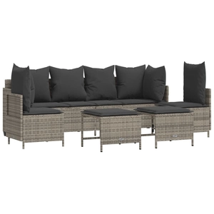vidaXL Salon de jardin 5 pcs avec coussins gris résine tressée pas cher