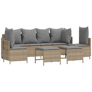 vidaXL Salon de jardin avec coussins 5 pcs beige résine tressée pas cher