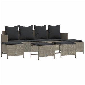 vidaXL Salon de jardin 5 pcs avec coussins gris clair résine tressée pas cher