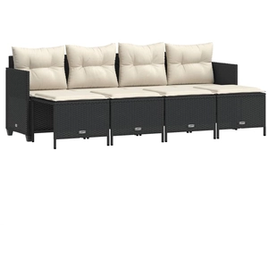 vidaXL Salon de jardin 5 pcs avec coussins noir résine tressée pas cher