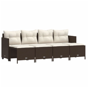 vidaXL Salon de jardin avec coussins 5 pcs marron résine tressée pas cher
