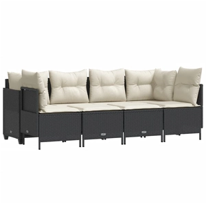 vidaXL Salon de jardin 5 pcs avec coussins noir résine tressée pas cher