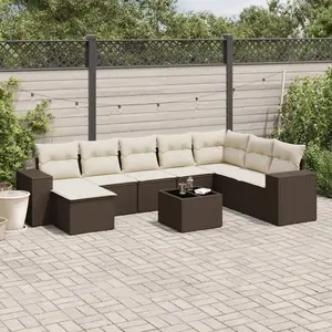 vidaXL - 9-delige - Loungeset - met - kussens - poly - rattan - bruin pas cher