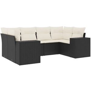 vidaXL Salon de jardin 6 pcs avec coussins noir résine tressée pas cher