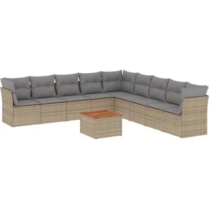 vidaXL Salon de jardin et coussins 10 pcs mélange beige résine tressée pas cher