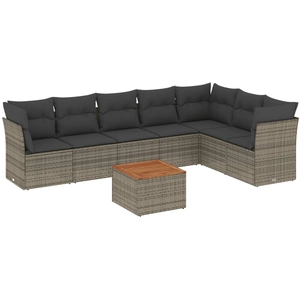 vidaXL Salon de jardin 8 pcs avec coussins gris résine tressée pas cher