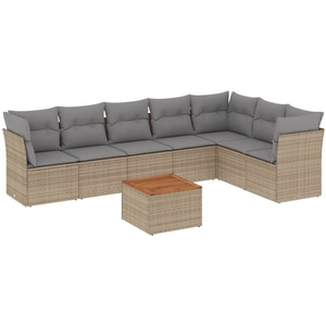 vidaXL Salon de jardin avec coussins 8pcs mélange beige résine tressée pas cher