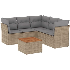 vidaXL Salon de jardin avec coussins 6pcs mélange beige résine tressée pas cher