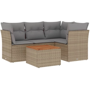 vidaXL Salon de jardin avec coussins 5pcs mélange beige résine tressée pas cher