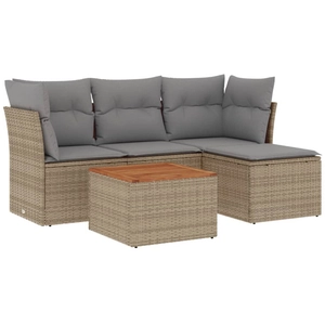 vidaXL Salon de jardin avec coussins 5pcs mélange beige résine tressée pas cher