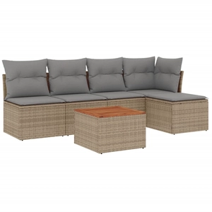 vidaXL Salon de jardin avec coussins 6pcs mélange beige résine tressée pas cher