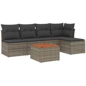 vidaXL Salon de jardin 6 pcs avec coussins gris résine tressée pas cher