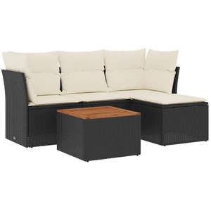 vidaXL Salon de jardin 5 pcs avec coussins noir résine tressée pas cher
