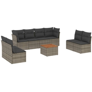 vidaXL Salon de jardin 9 pcs avec coussins gris résine tressée pas cher