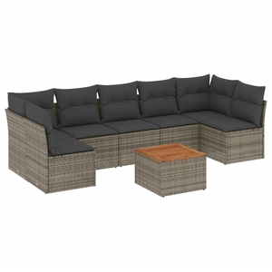 vidaXL Salon de jardin 8 pcs avec coussins gris résine tressée pas cher