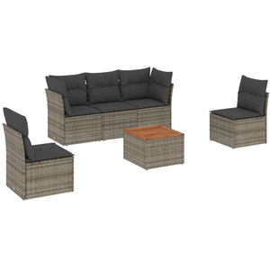 vidaXL Salon de jardin 6 pcs avec coussins gris résine tressée pas cher