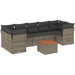 vidaXL - 8-delige - Loungeset - met - kussens - poly - rattan - grijs pas cher