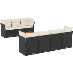 vidaXL - 8-delige - Loungeset - met - kussens - poly - rattan - zwart pas cher