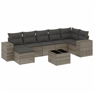vidaXL Salon de jardin avec coussins 7 pcs gris résine tressée pas cher
