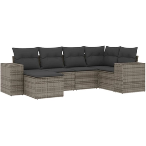 vidaXL Salon de jardin avec coussins 7 pcs gris résine tressée pas cher