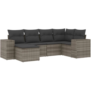 vidaXL Salon de jardin 6 pcs avec coussins gris résine tressée pas cher