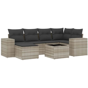 vidaXL Salon de jardin 6 pcs avec coussins gris clair résine tressée pas cher