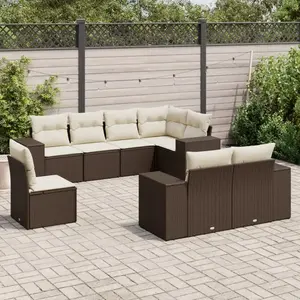 vidaXL - 8-delige - Loungeset - met - kussens - poly - rattan - bruin pas cher