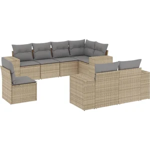 vidaXL Salon de jardin avec coussins 8 pcs beige résine tressée pas cher
