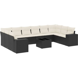 vidaXL Salon de jardin 11 pcs avec coussins noir résine tressée pas cher