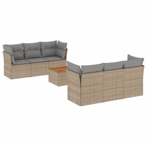 vidaXL Salon de jardin avec coussins 7pcs mélange beige résine tressée pas cher