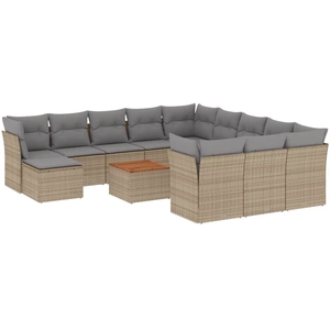 vidaXL Salon de jardin et coussins 13 pcs mélange beige résine tressée pas cher