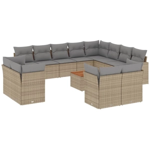 vidaXL Salon de jardin et coussins 13 pcs mélange beige résine tressée pas cher