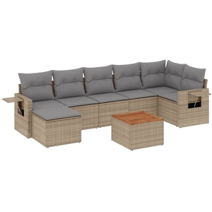 vidaXL Salon de jardin avec coussins 8pcs mélange beige résine tressée pas cher